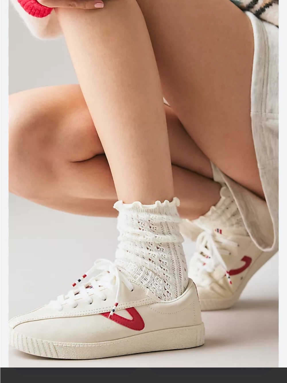 TRETORN WOMENS Retro Off White and Red Tennis Shoes NWT-Size 9